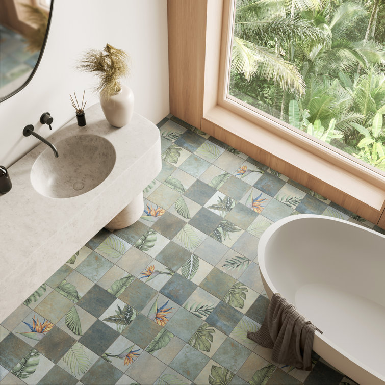 Nusa Jade Green Matte Porcelain Wall & Floor Tile, 9.75" x 9.75"