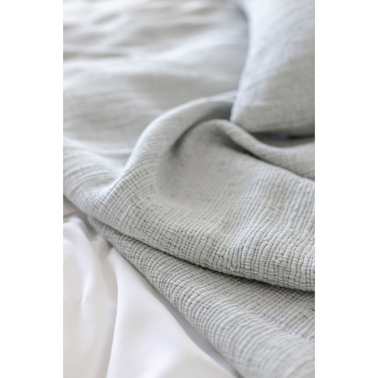 Shore Blue Hand-Loomed Throw Blanket with Tassels