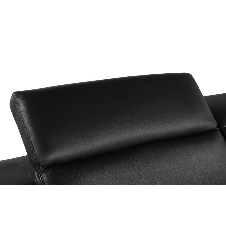 Black Genuine Leather 2-Piece Sofa and Loveseat Set with Gold Metal Legs