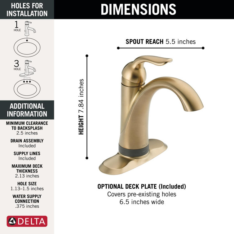 Elegant Single Hole Zinc Bathroom Faucet in Champagne Bronze