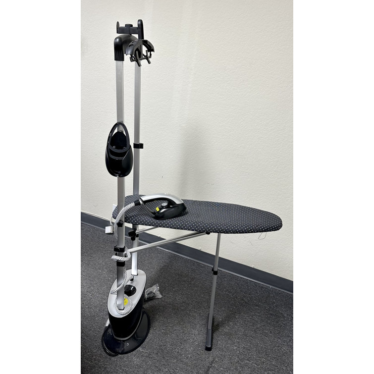 Black and Silver All-in-One Garment Steamer with Ironing Board
