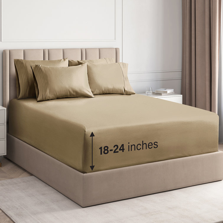 King Beige Microfiber Deep Pocket Sheet Set