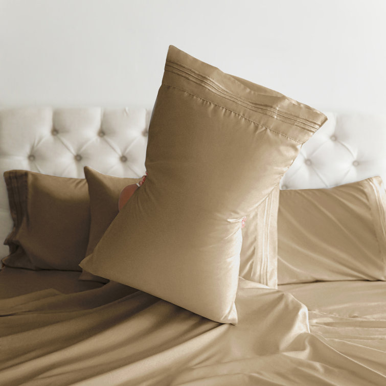 King Beige Microfiber Deep Pocket Sheet Set