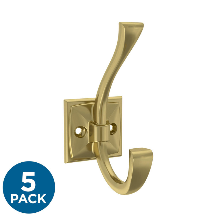 Satin Gold Double Coat and Hat Wall Hook