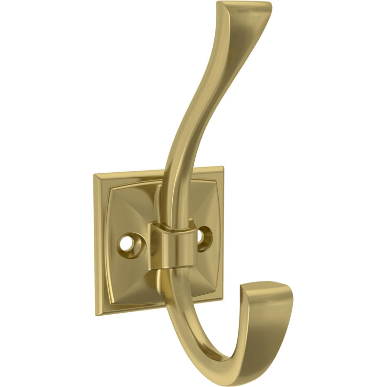Satin Gold Double Coat and Hat Wall Hook