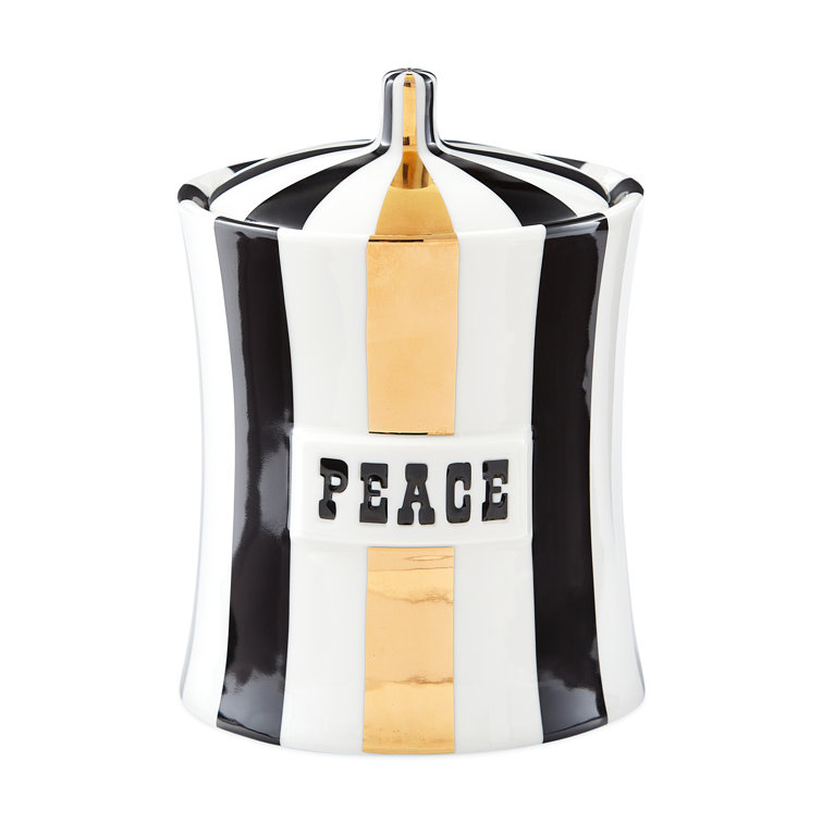 Ceramic White Striped 6.5" Storage Jar