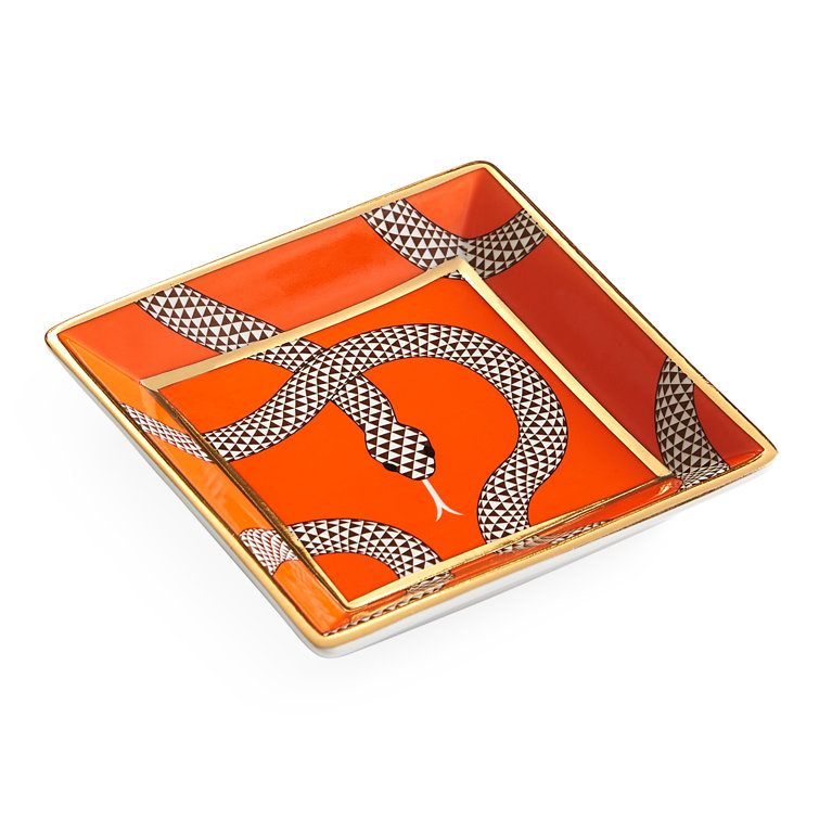 Eden Orange and Gold Ceramic Decorative Tray