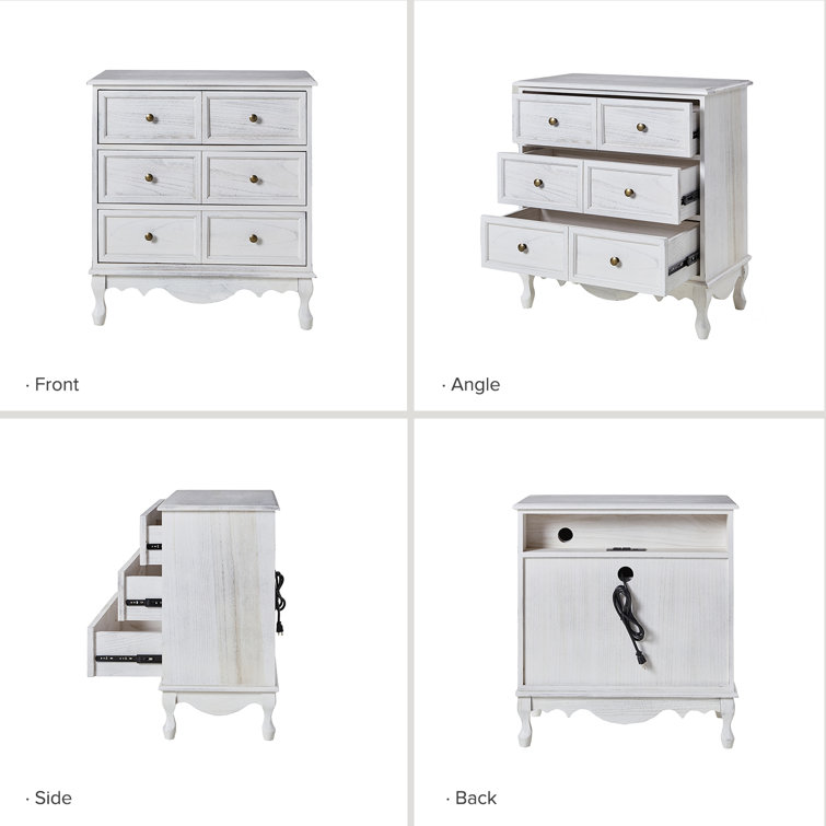 White Solid Wood Farmhouse Accent Chest with Gold Hardware