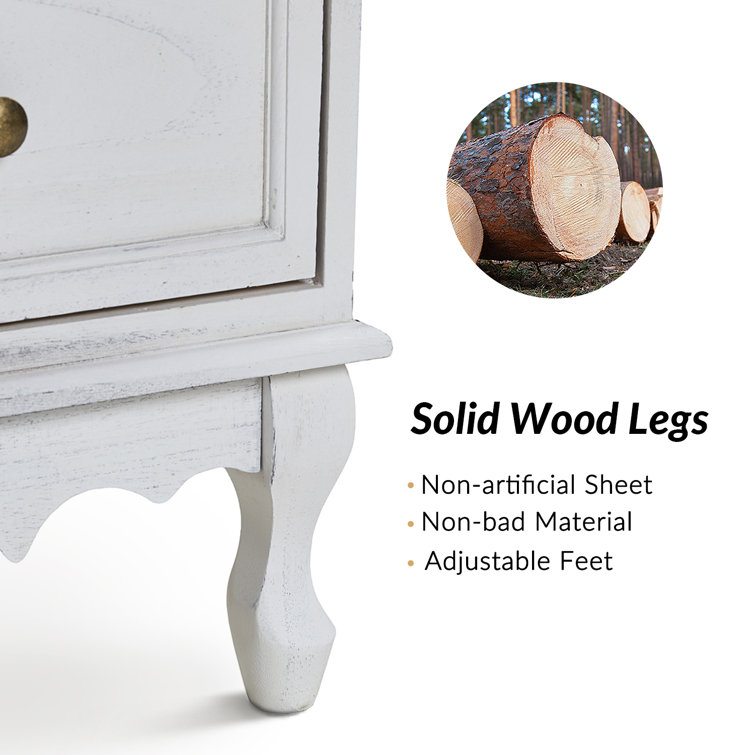 White Solid Wood Farmhouse Accent Chest with Gold Hardware