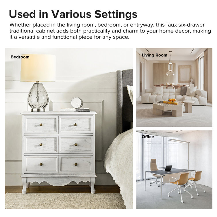 White Solid Wood Farmhouse Accent Chest with Gold Hardware