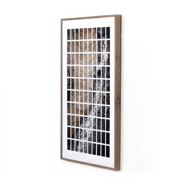 Large Walnut Framed Canvas Print with Abstract Design