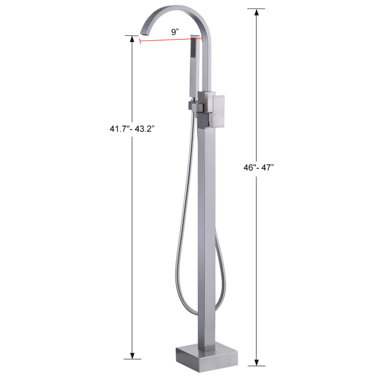 Brushed Nickel Freestanding Tub Filler with Hand Shower