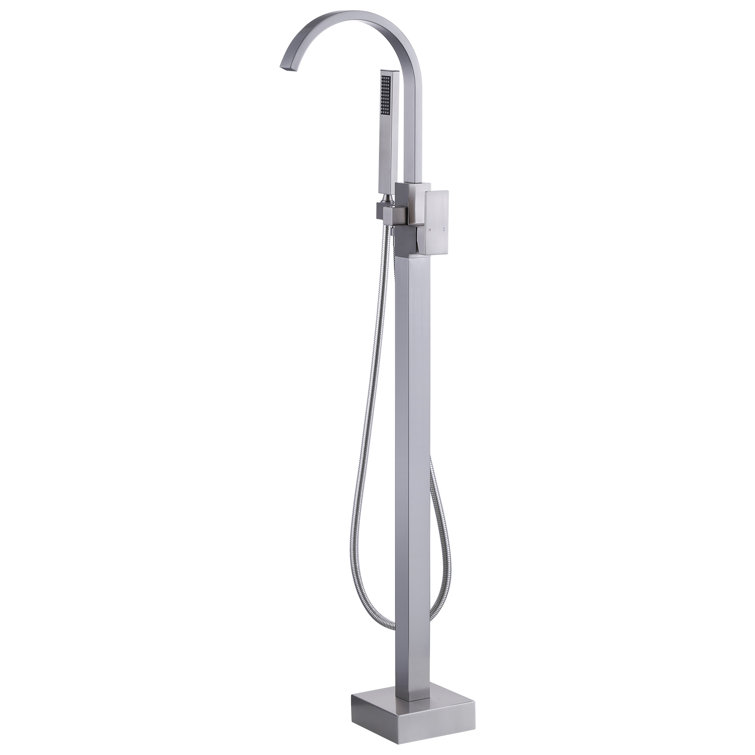 Brushed Nickel Freestanding Tub Filler with Hand Shower