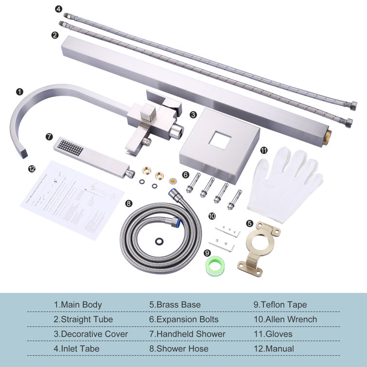 Brushed Nickel Freestanding Tub Filler with Hand Shower