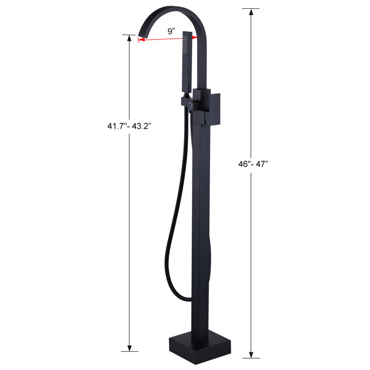Matte Black Freestanding Tub Filler with Waterfall Spout