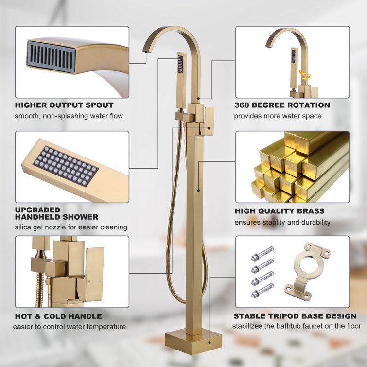 1 Handle Bathroom Freestanding Tub Filler with Diverter