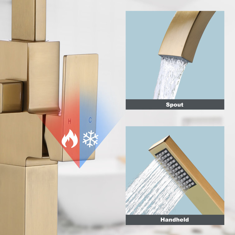 1 Handle Bathroom Freestanding Tub Filler with Diverter