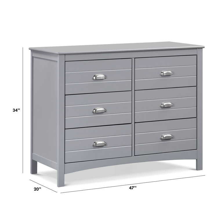 Gray Farmhouse 6-Drawer Double Dresser