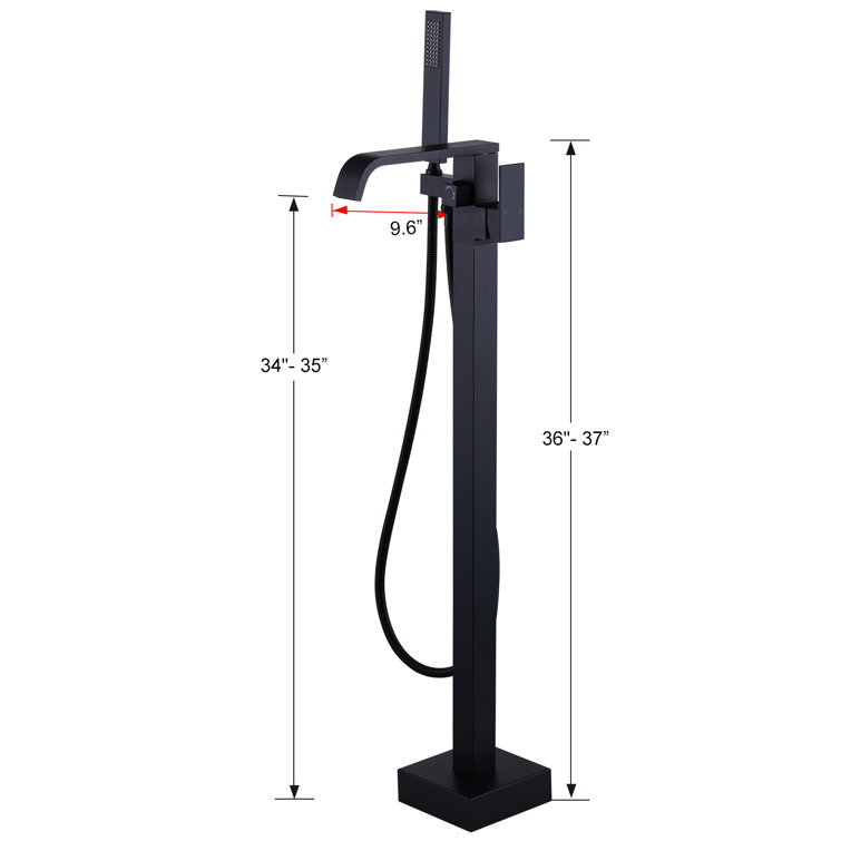 Matte Black Brass Floor-Mounted Freestanding Tub Filler