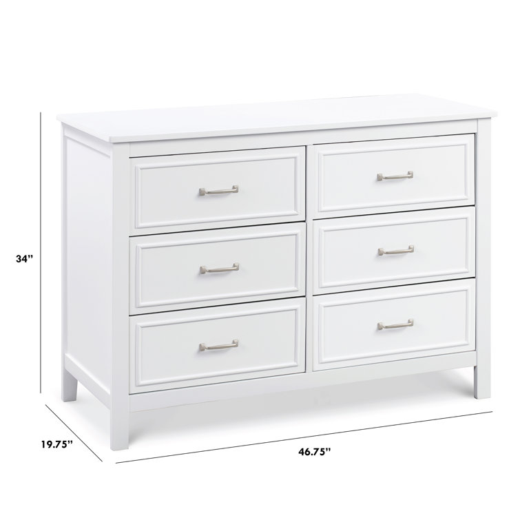 Charlie Classic White 6-Drawer Nursery Double Dresser