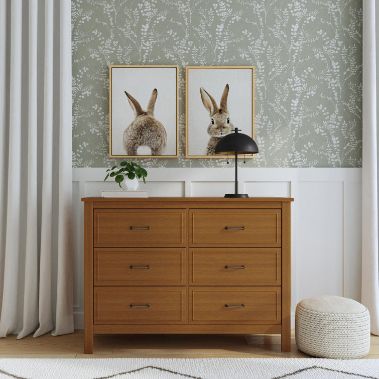Chestnut Double Nursery Dresser with Classic Metal Pulls
