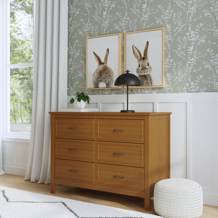 Chestnut Double Nursery Dresser with Classic Metal Pulls