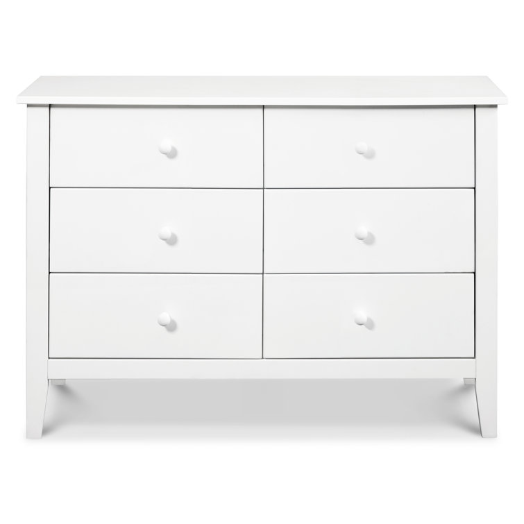 White Pine Wood Double Dresser with Six Drawers