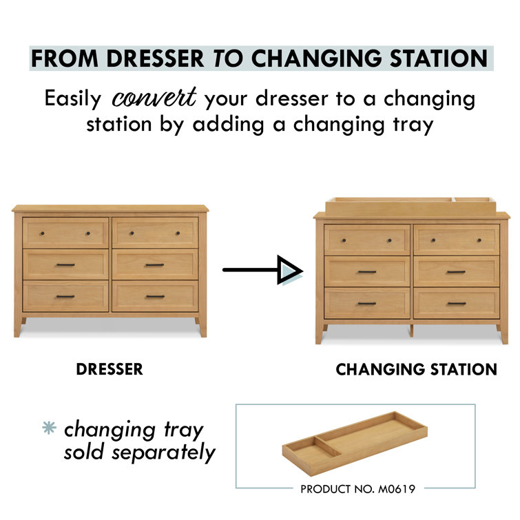 Honey Farmhouse Double Dresser with Six Drawers