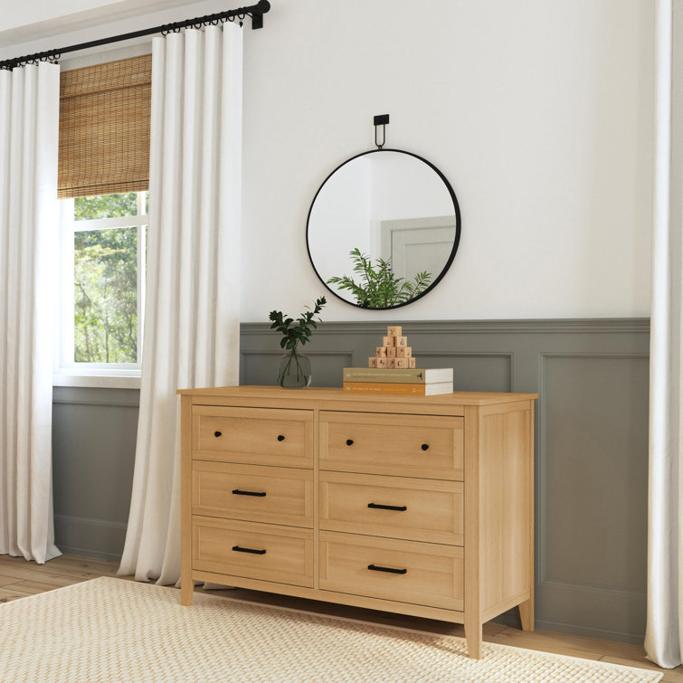Honey Farmhouse Double Dresser with Six Drawers