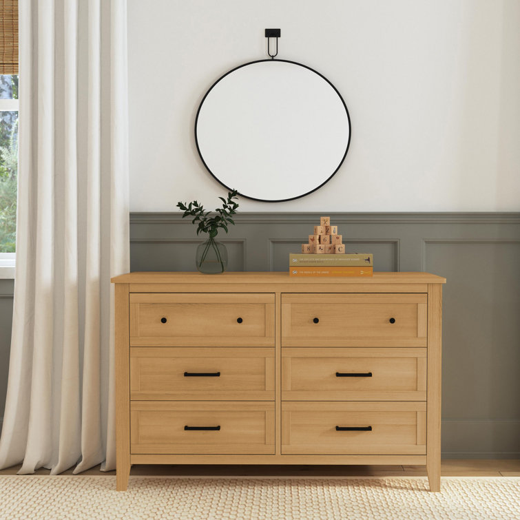 Honey Farmhouse Double Dresser with Six Drawers