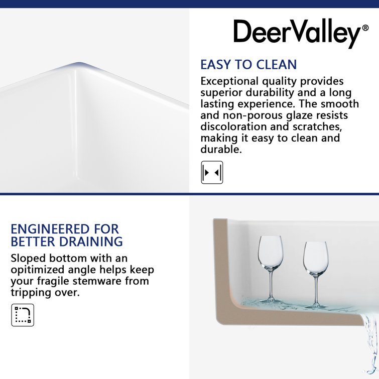 Nova 33" White Fireclay Double Basin Farmhouse Sink