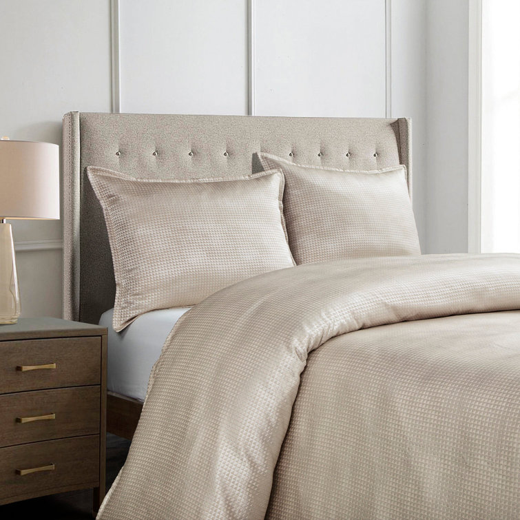 Sydney Champagne Gold Jacquard Queen Duvet Cover Set