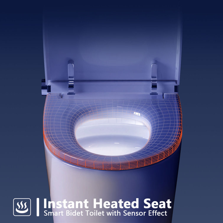 Elongated White Smart Toilet with Heated Seat and Warm Wash