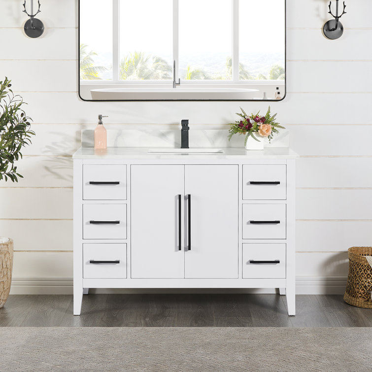 Laurel 47.2" White Fir Wood Single Bathroom Vanity Base