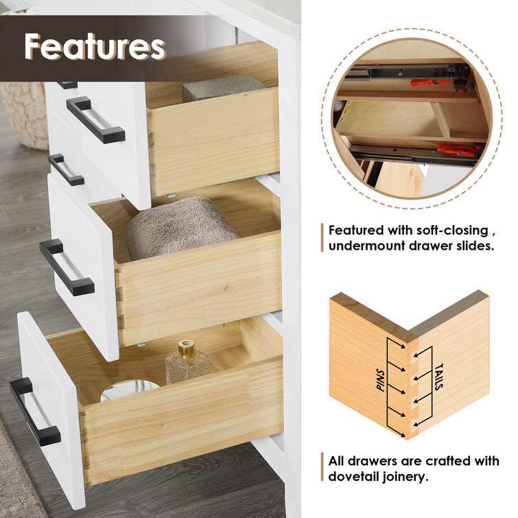 Laurel 72" White Wood Double Bathroom Vanity Base