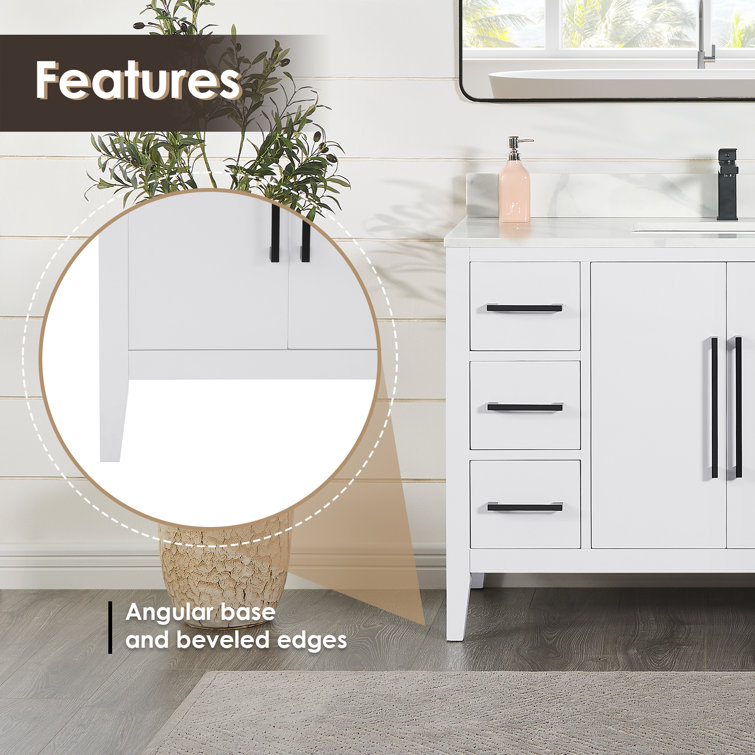 Laurel 47.2" White Fir Wood Single Bathroom Vanity Base