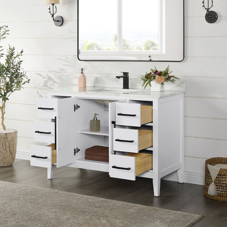 Laurel 47.2" White Fir Wood Single Bathroom Vanity Base