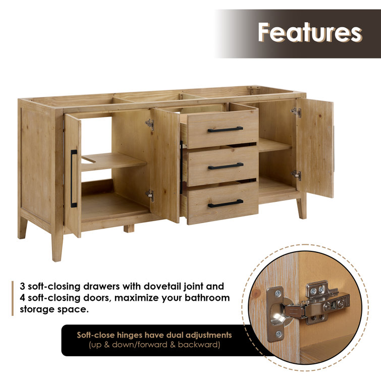 Laurel 71.2" Weathered Fir Double Freestanding Bathroom Vanity