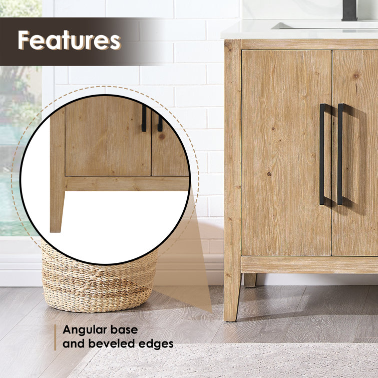 Laurel 59.2" Weathered Fir Double Bathroom Vanity Base