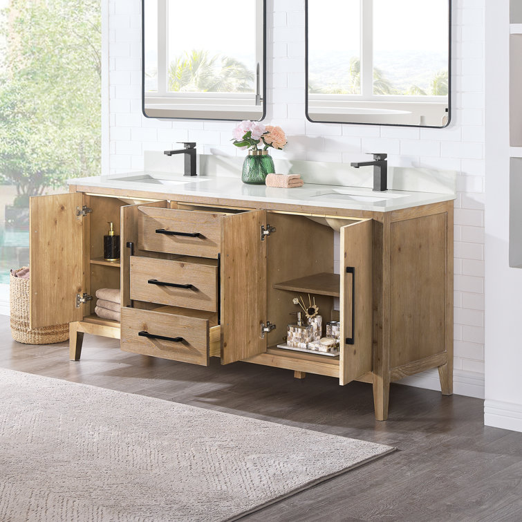 Laurel 71.2" Weathered Fir Double Freestanding Bathroom Vanity