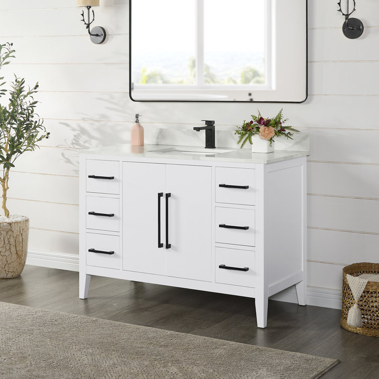 Laurel 47.2" White Fir Wood Single Bathroom Vanity Base