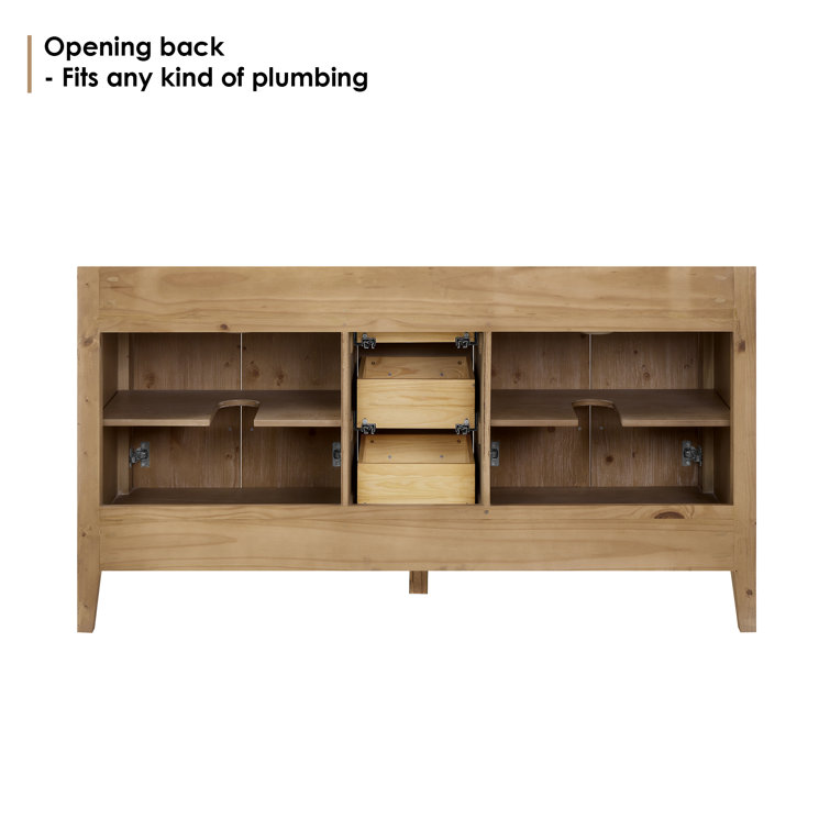 Laurel 59.2" Weathered Fir Double Bathroom Vanity Base