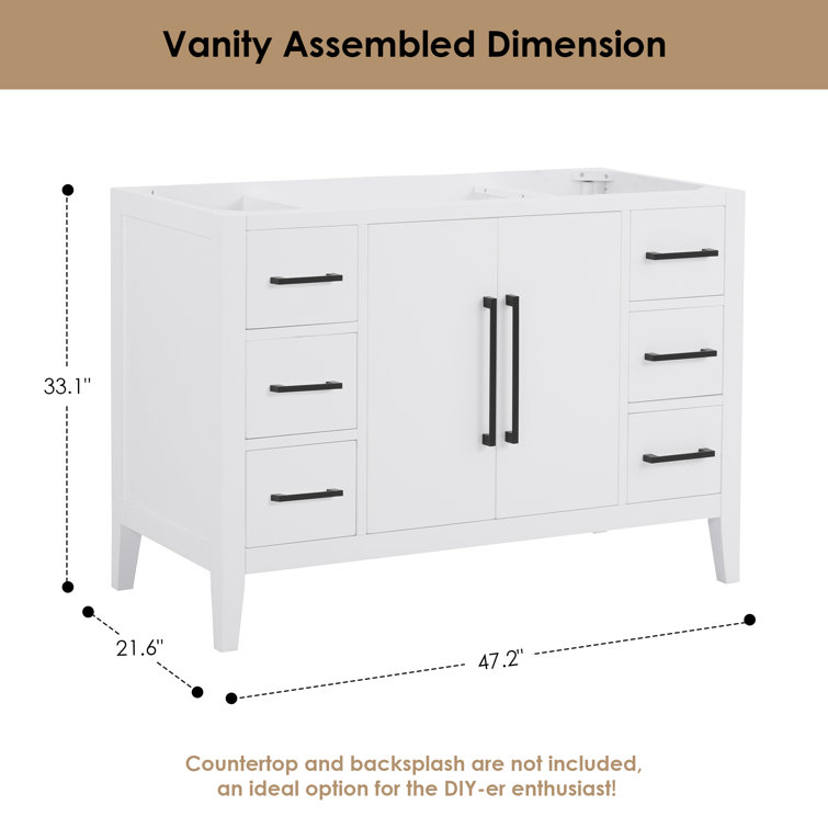 Laurel 47.2" White Fir Wood Single Bathroom Vanity Base