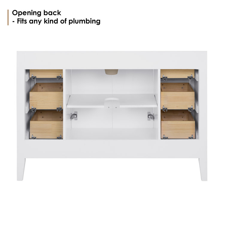 Laurel 47.2" White Fir Wood Single Bathroom Vanity Base