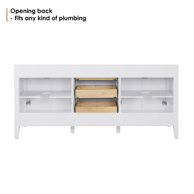 Laurel 72" White Wood Double Bathroom Vanity Base