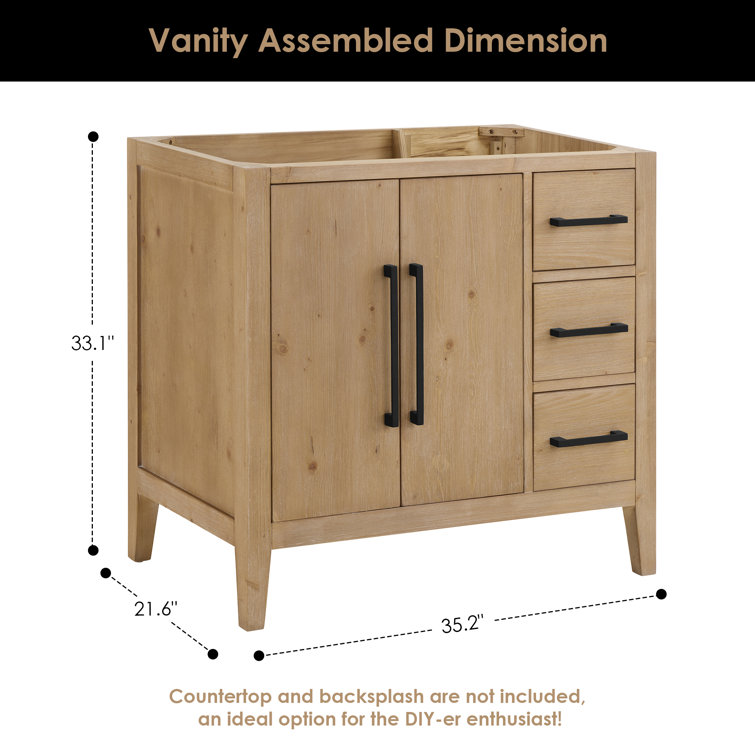 Laurel 35.2" Weathered Fir Single Bathroom Vanity Base