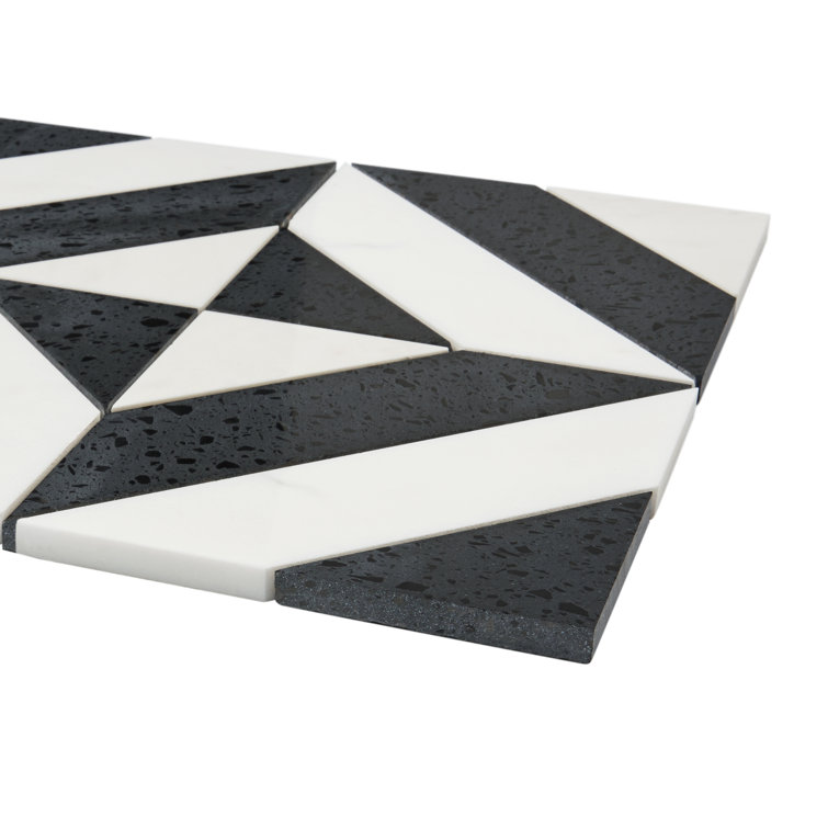 Pepper Black and White Polished Marble Mosaic Tile