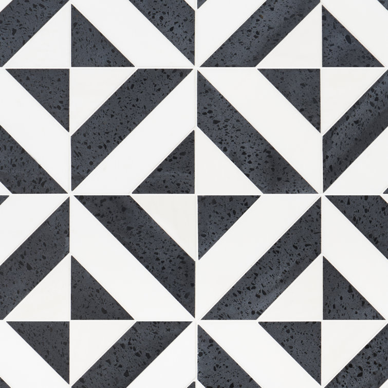 Pepper Black and White Polished Marble Mosaic Tile