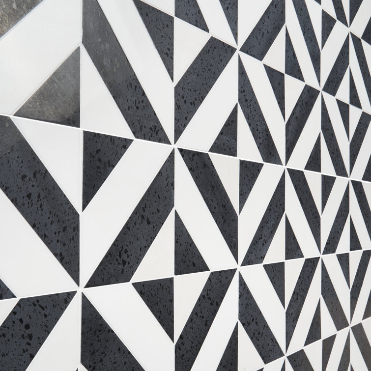 Pepper Black and White Polished Marble Mosaic Tile