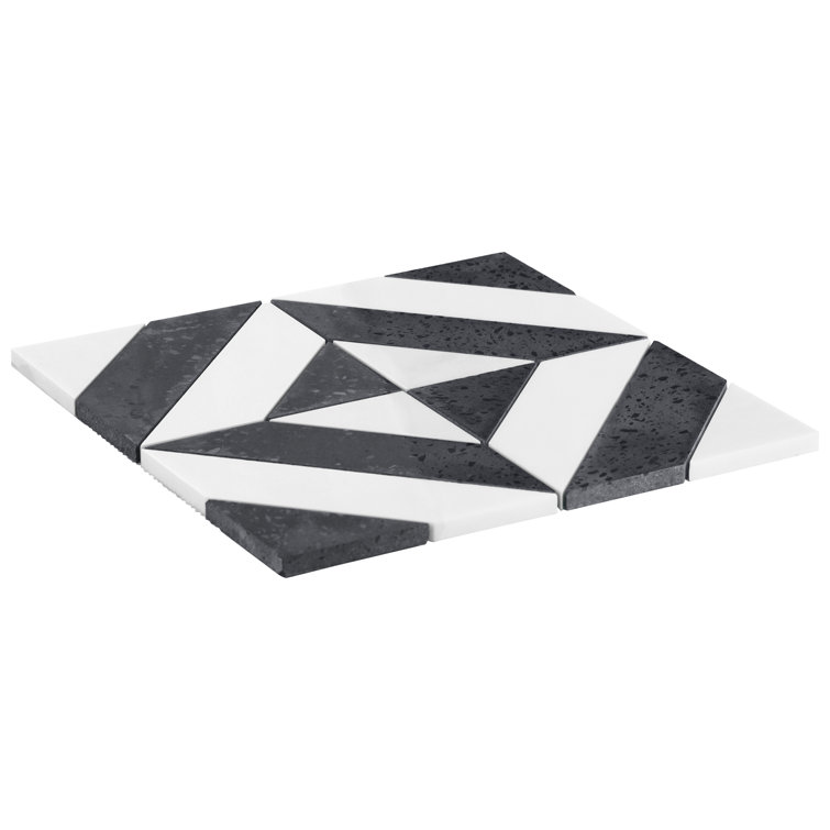 Pepper Black and White Polished Marble Mosaic Tile